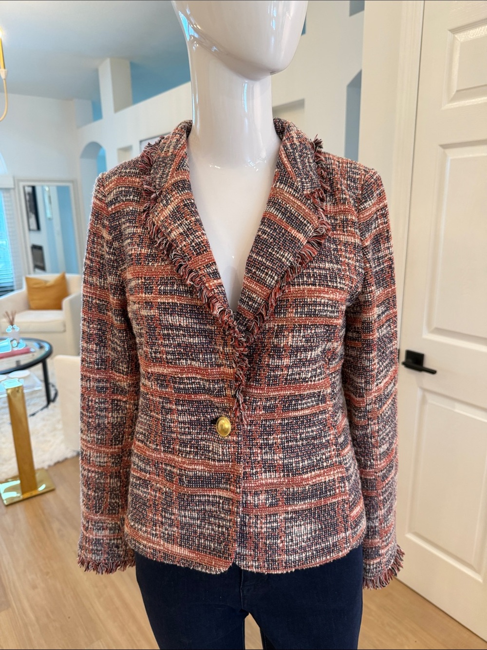 Joan Rivers Pink Multi Tweed Jacket